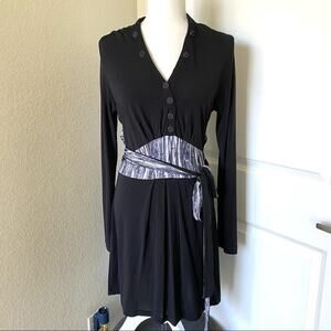 Eva & Claudi Jersey Belted Long Sleeve Midi Dress